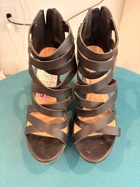 Report Black Strappy Gladiator Heeled Sandals